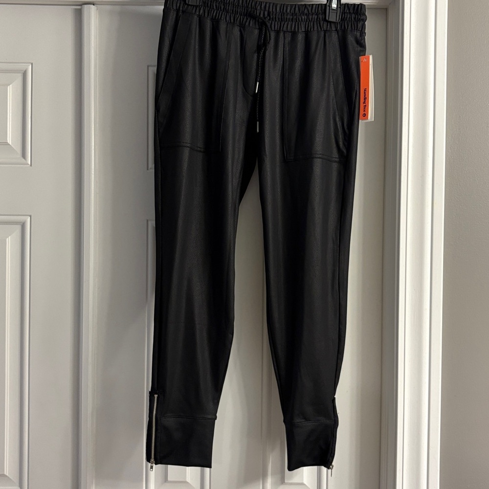 Sleek Black Joggers with Zippered Cuffs
